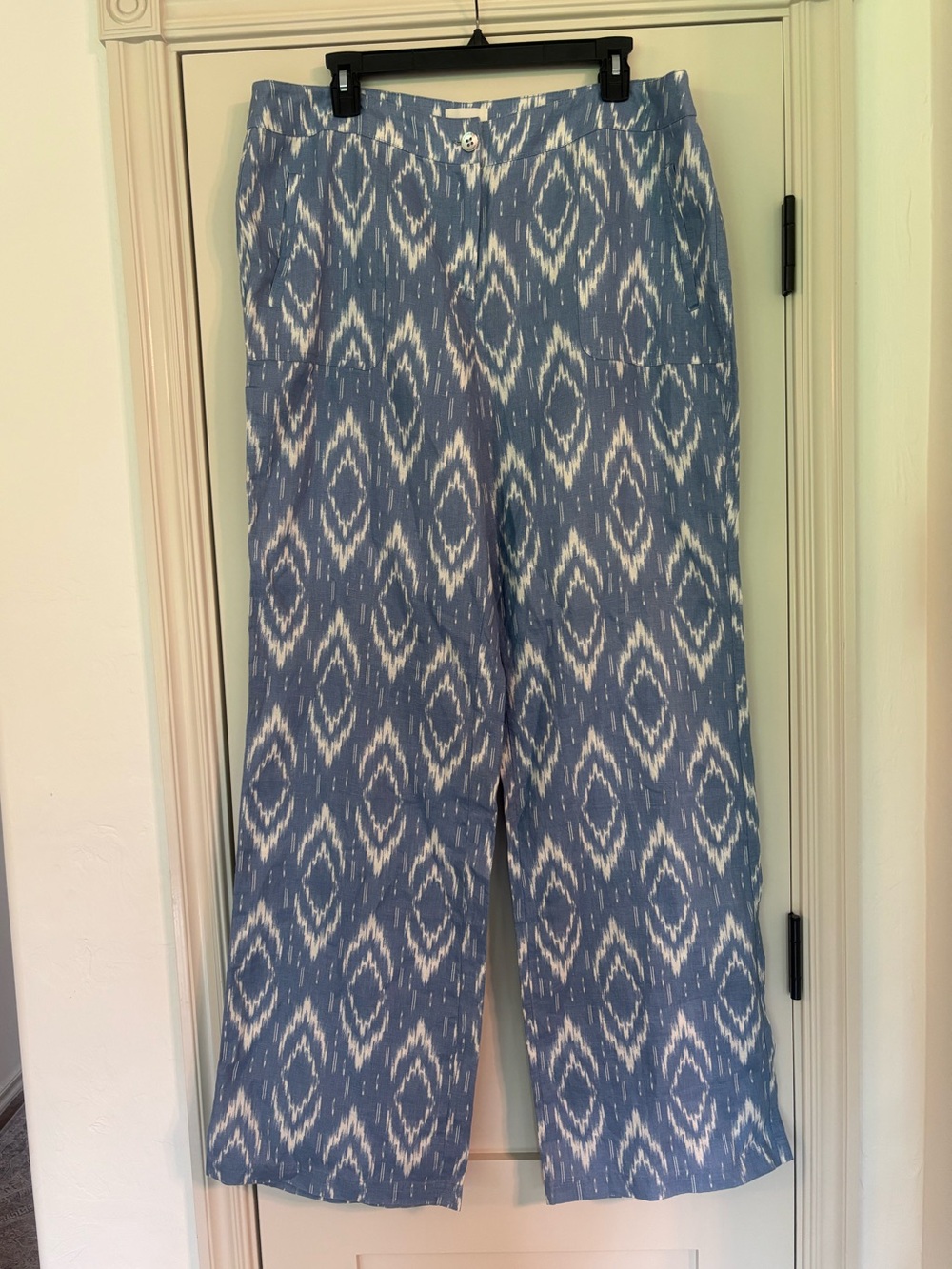Chicos Wide Leg 100% linen Boho flowy lightweight Ikat pant size 2 (XL/XXL) - Picture 2 of 8
